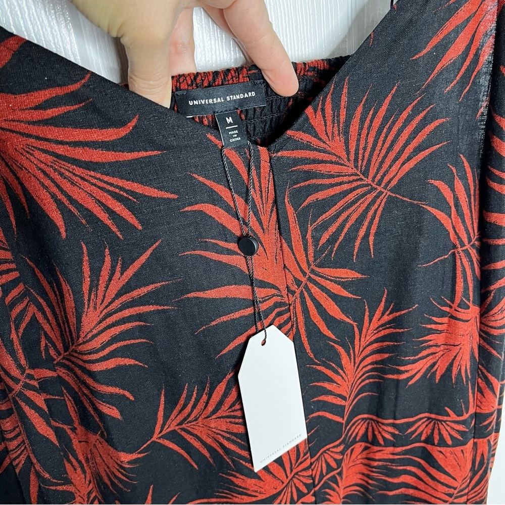NEW NWT Universal Standard Promenade Linen Wide Leg Jumpsuit Black Red 18 20 M - Picture 2 of 9